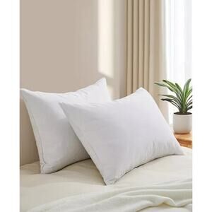UNIKOME 100% Cotton Goose Down and Feather 2-Pack Pillow, Queen